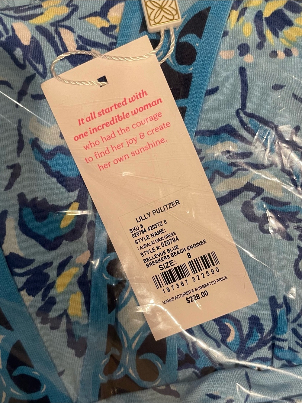 Lilly Pulitzer Lauralai Maxi Dress Bellevue Blue Breakers Beach NEW women’s Sz 8 - Picture 5 of 10